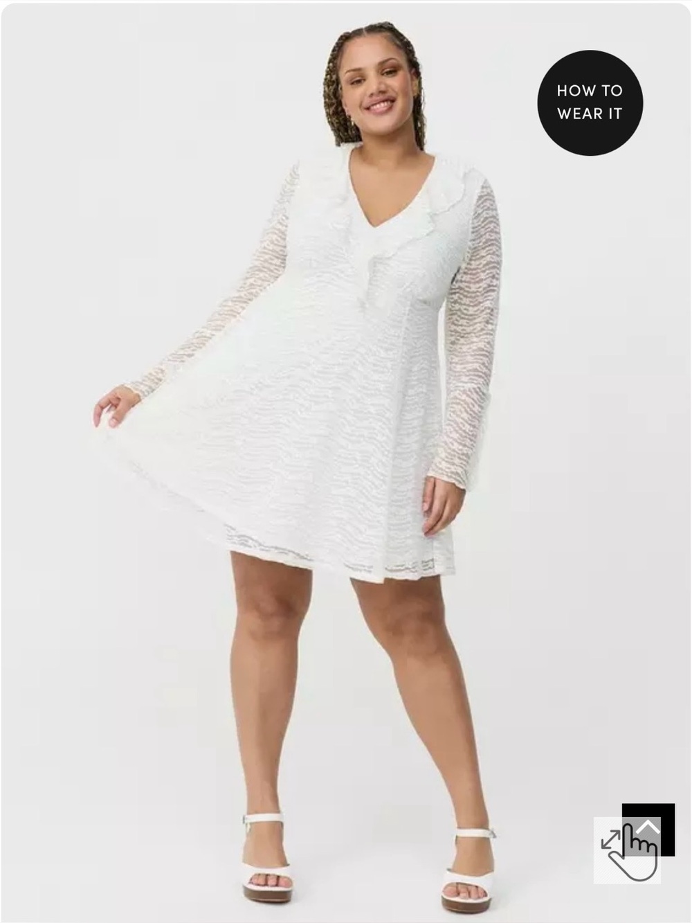 Torrid White Lace Ruffle V-Neck Fit & Flare Dress Size M NWT Bell Sleeve Bridal